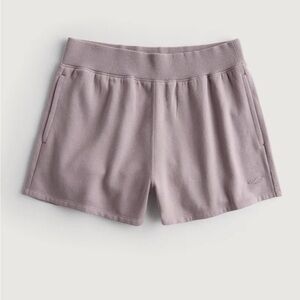 Hollister Ultra High-Rise Fleece Dad Shorts, Purple Grey, Size Large L